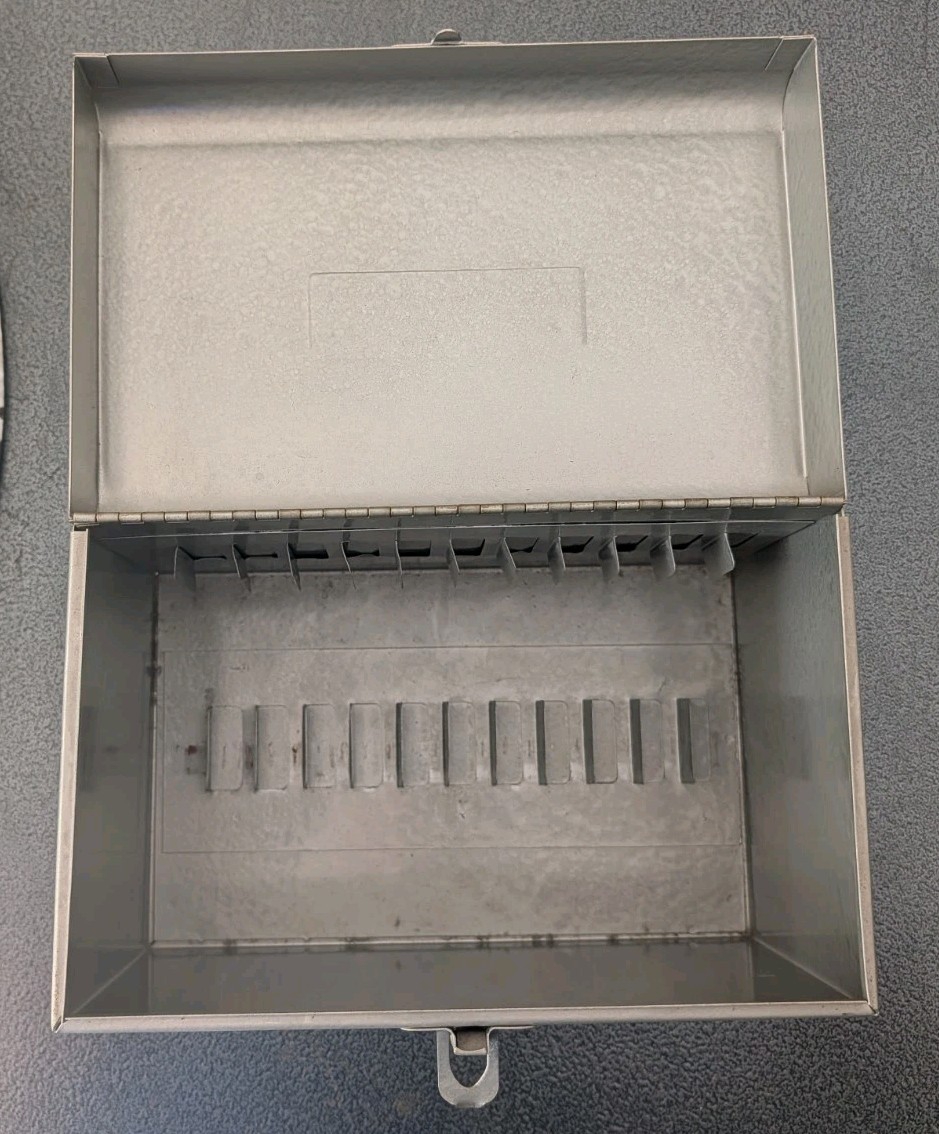 Vintage 8mm Film Reel Box Metal Storage Case 12 Slot