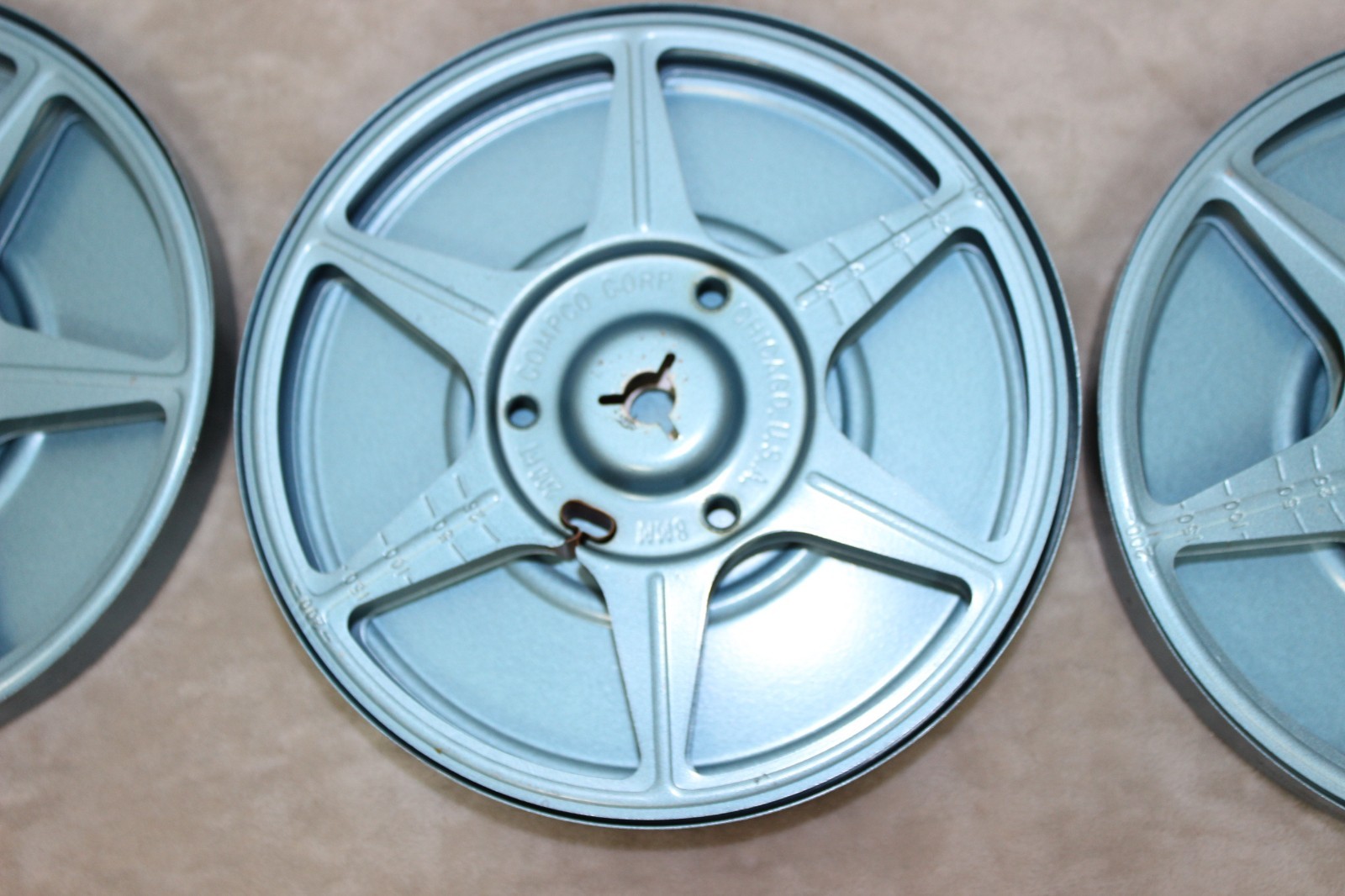 8 mm Reels and Canisters Compco 200 Feet Empty Blue Lot of 4