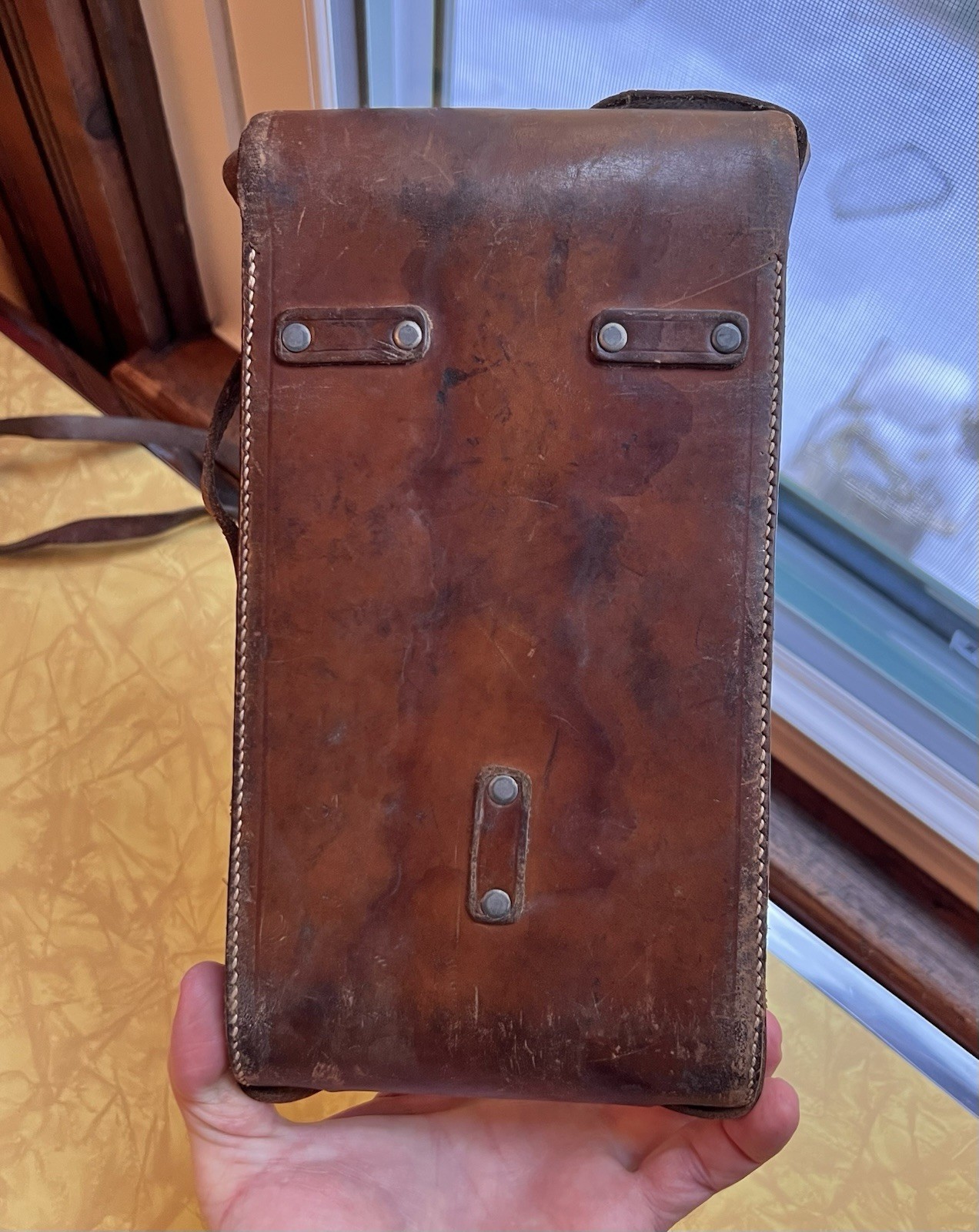 Antique Kodak Paris & Lyon Folding Film Camera Case in Brown Leather with Strap