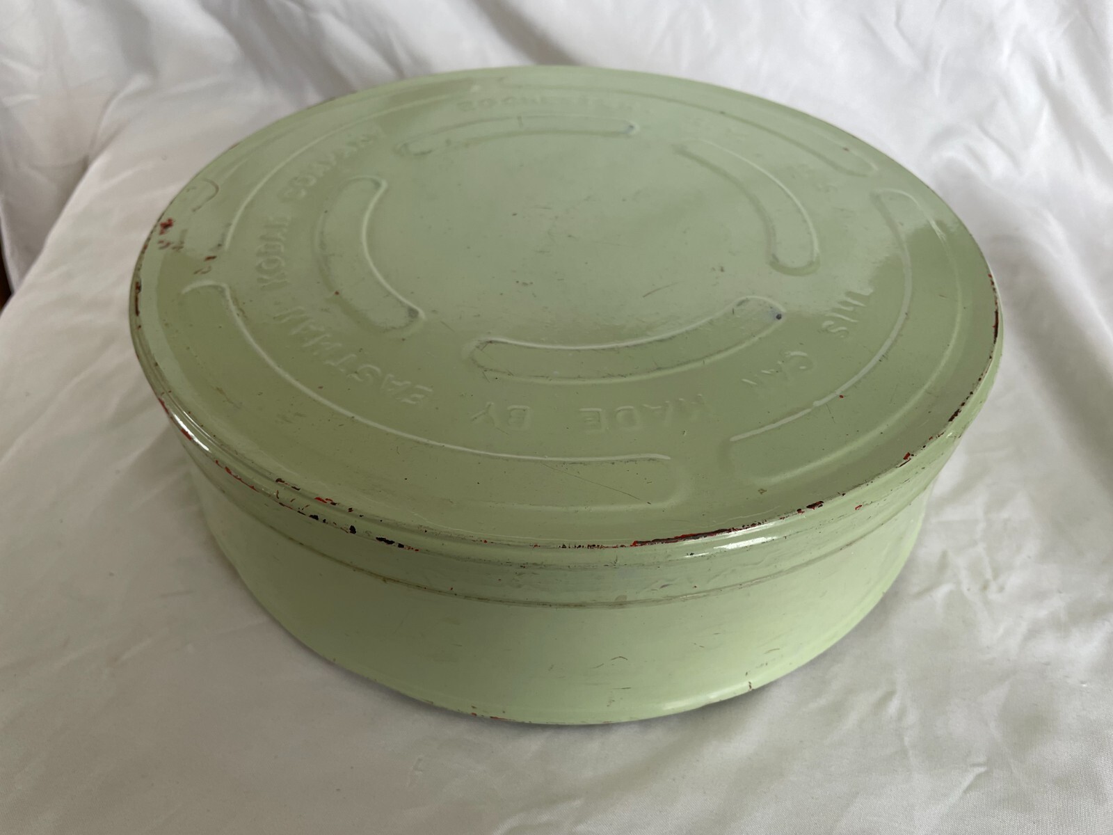 Retro Green KODAK EASTMAN COMPANY Rochester 10 1/4 Film Reel Metal Canister Vtg