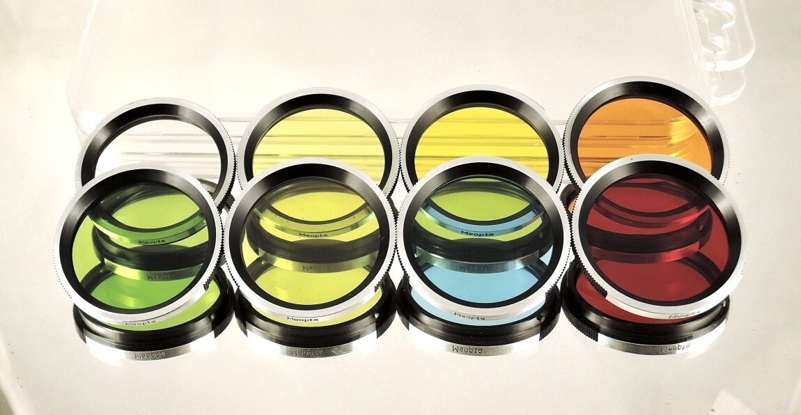 RARE set of eight filters B36 for Flexaret MEOPTA Czechoslovakia genuine MINT