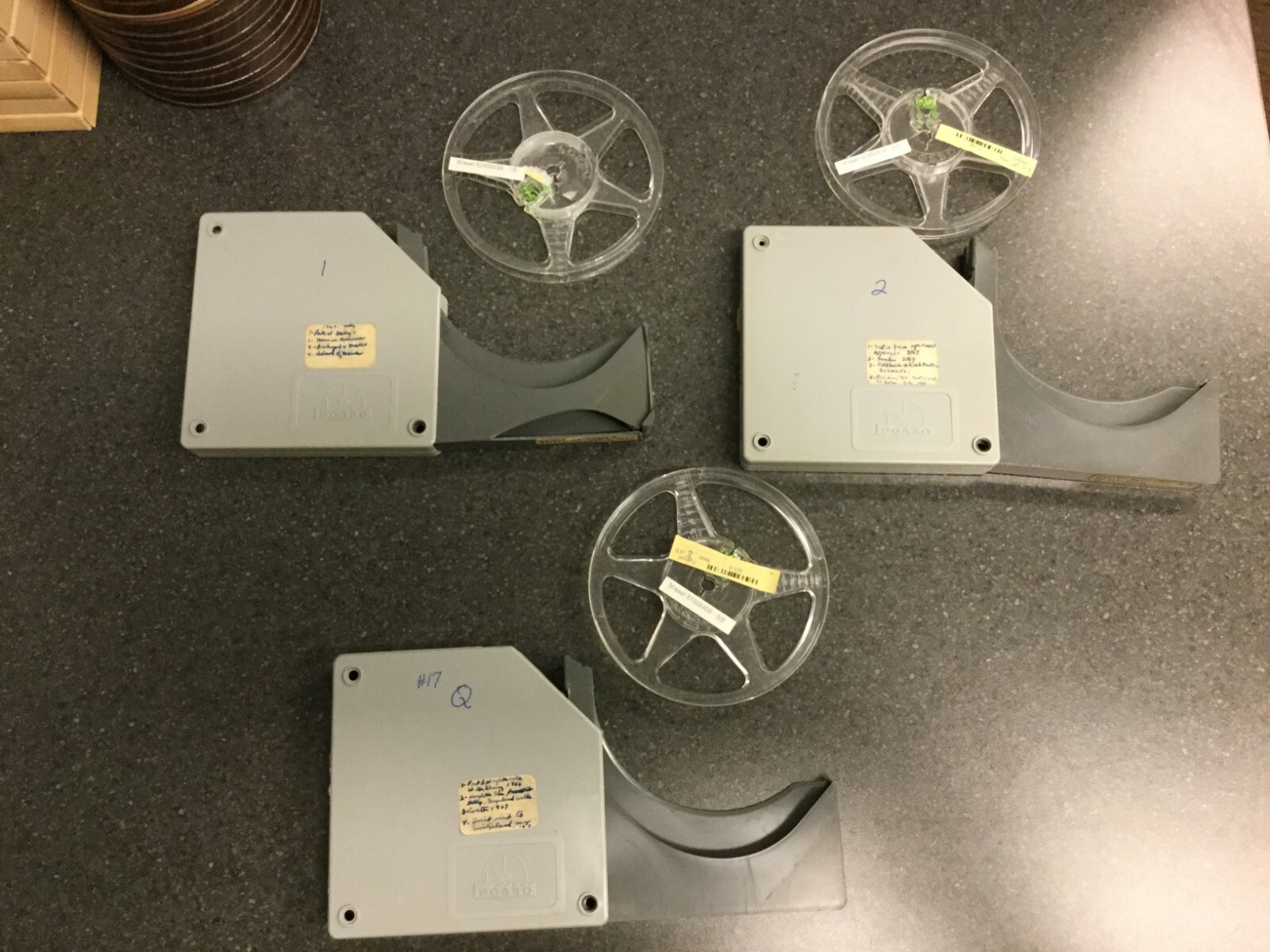 3 VINTAGE POSSO FILM REELS WITH CASES