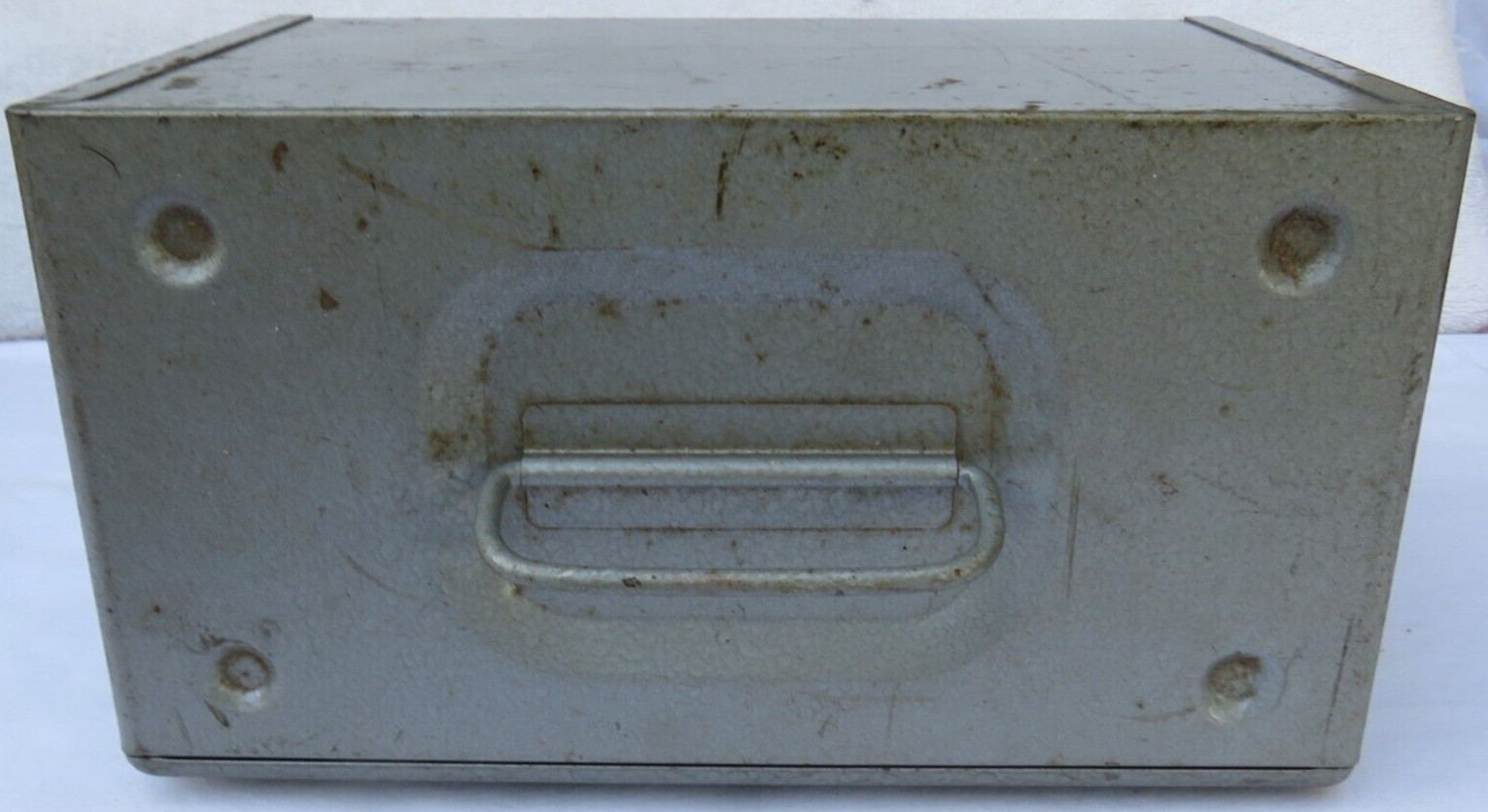 MCM Vintage Brumberger 8mm Metal Film Storage Box With 12 Slots and Paper Ad