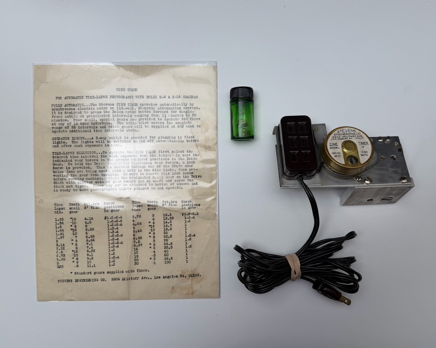 Stevens Cine Timer H for Bolex H-8 H-16 Timelapse Intervalometer – Motor works!