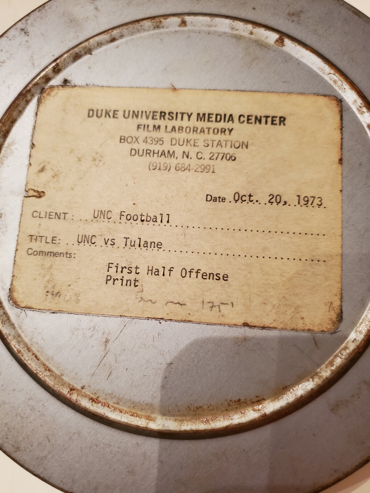 5 Vintage 7″ Metal 8mm Game Film Canisters 1973 UNC Tar Heels Football Carolina