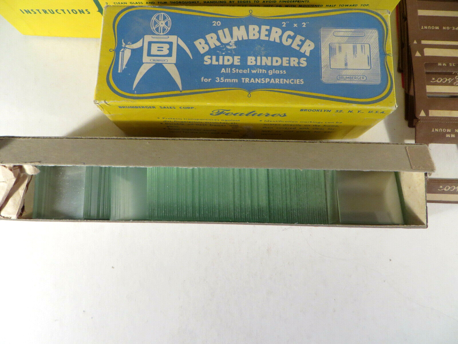 Vintage Brumberger Metal Slide Binders & Esco 2×2 for 35mm w/Glass Large Lot