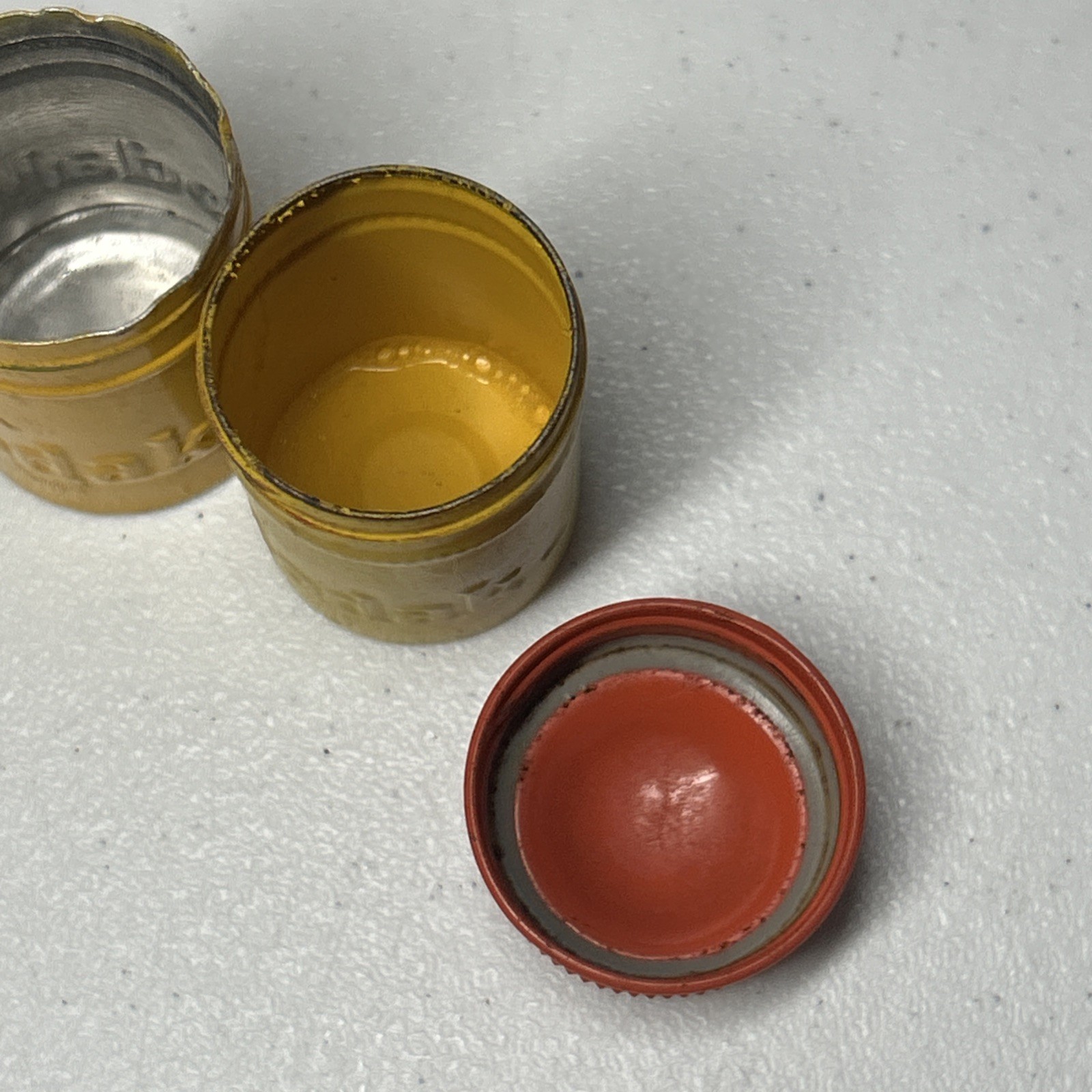 Pair Kodak Film Canisters Green Orange Vintage Screw On Lids