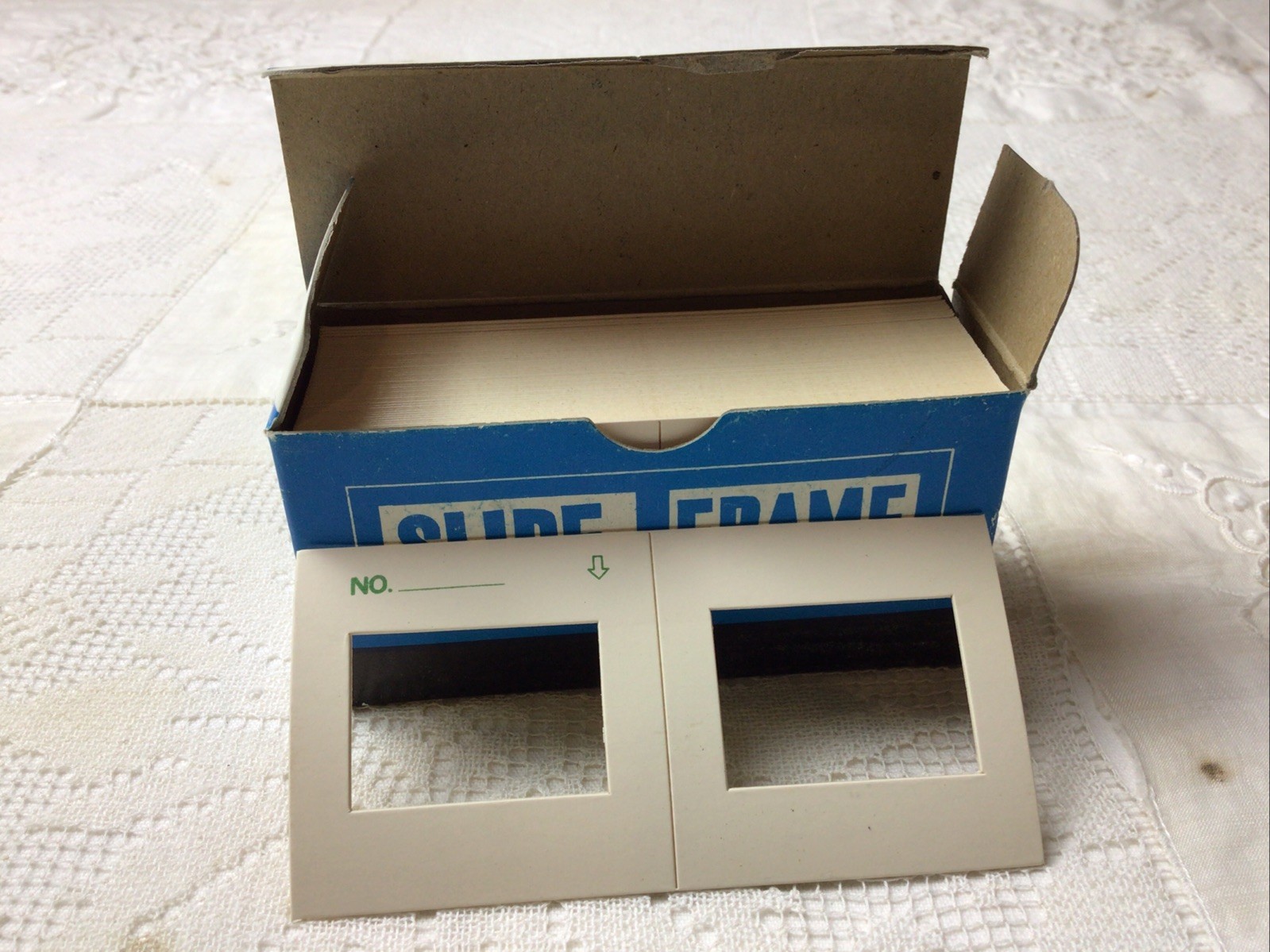 Lot/2 boxes Vintage cardboard 35mm empty slide frames made in Japan one full