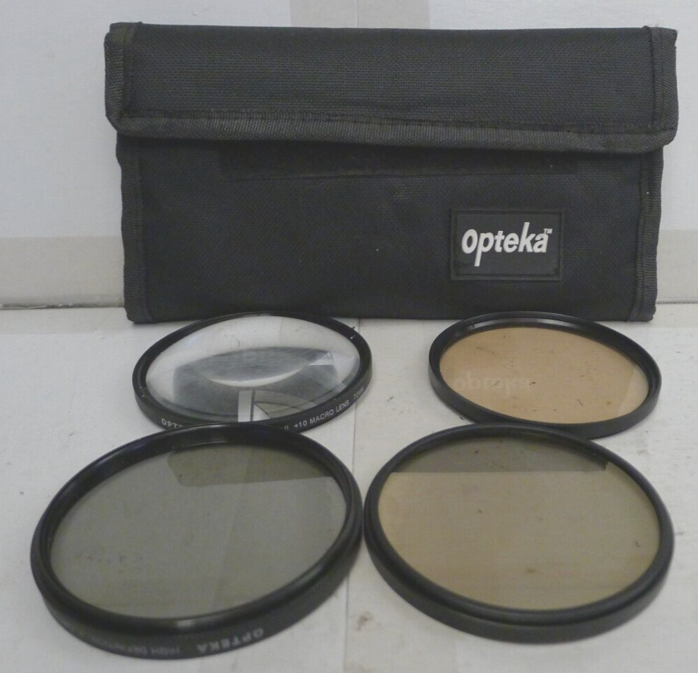 Lot of 3 Opteka HD II 72mm Filters PLUS HD II +10 Macro Lens with Case – Used