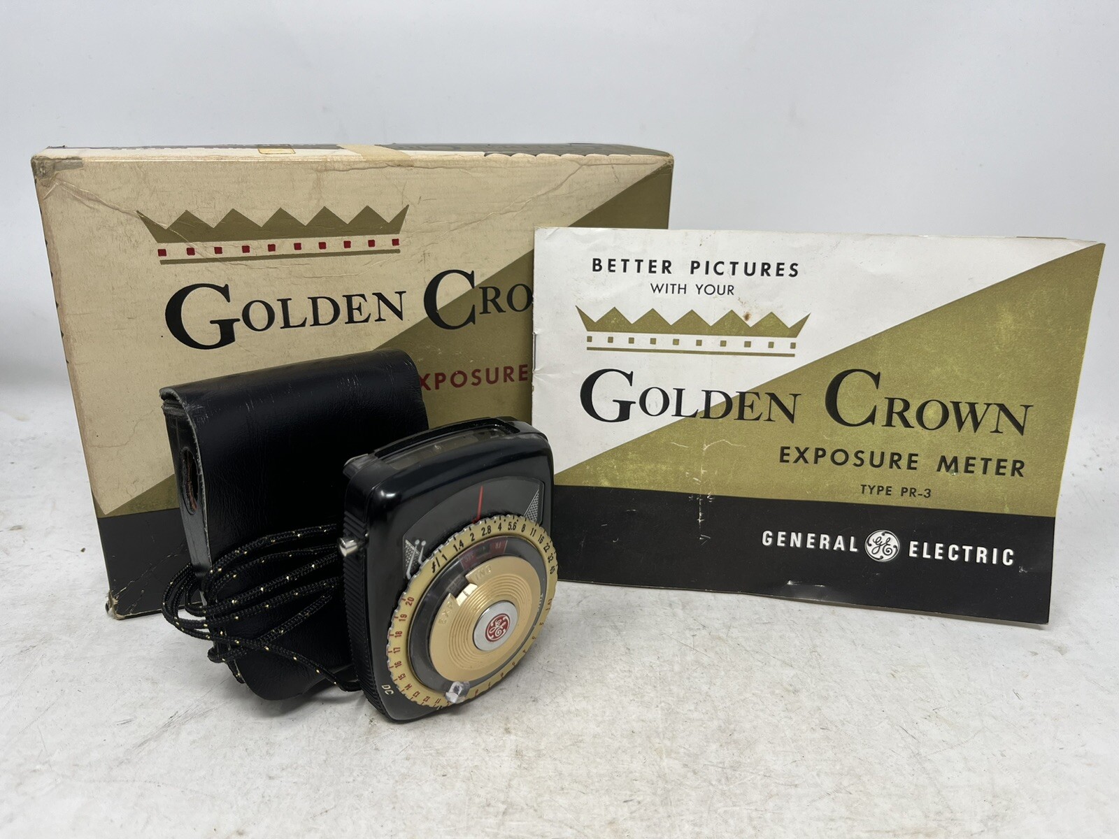 GOLDEN CROWN EXPOSURE METER GE Vintage Orig Box & Instructions GENERAL ELECTRIC