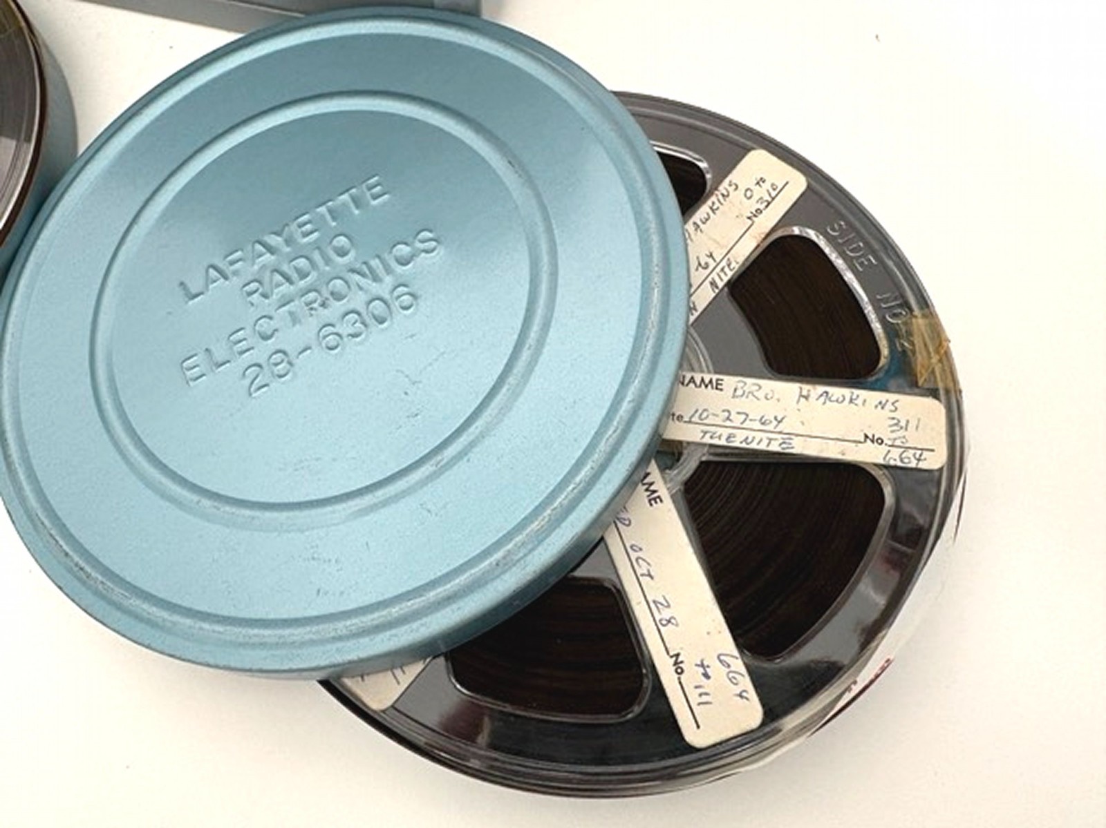 Vintage Brumberger Gray Metal Canister Carrying Case with 11 Lafayette Canisters