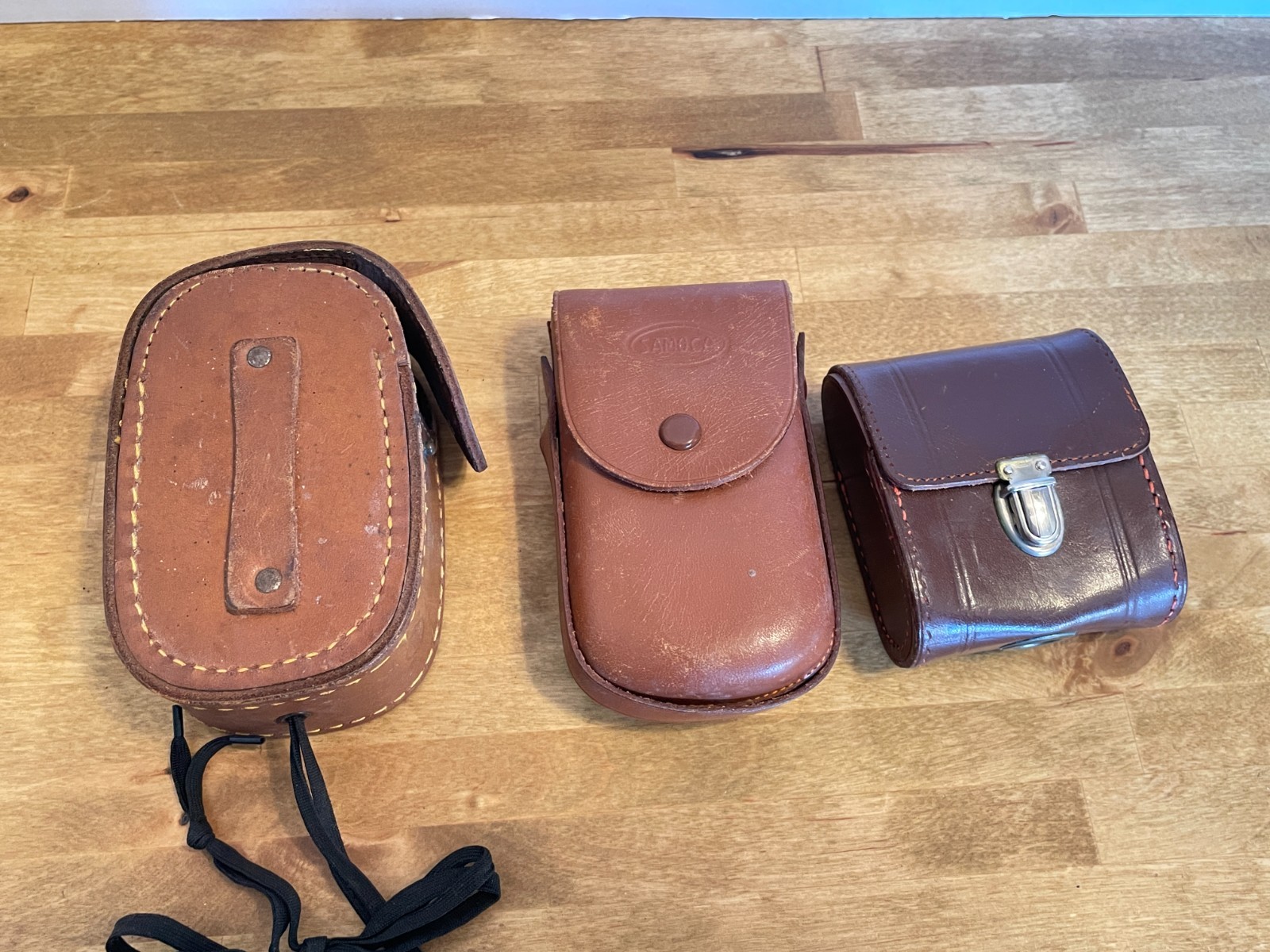 LOT OF 3 Vintage Camera Light Meter Leather Case GE – Sixtomat – Samoca Untested