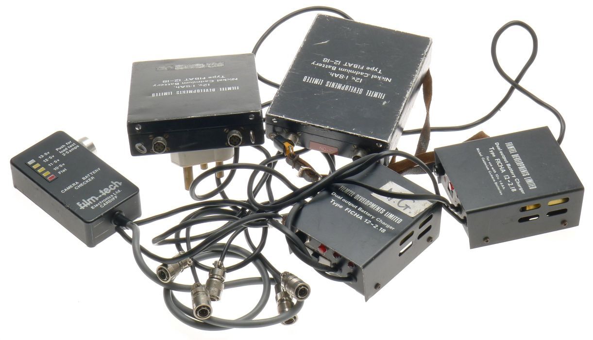 FILM TECH BATTERIES CHARGERS CABLES PARTS ASSORTMENT OF ITEMS RELATED TO FILM
