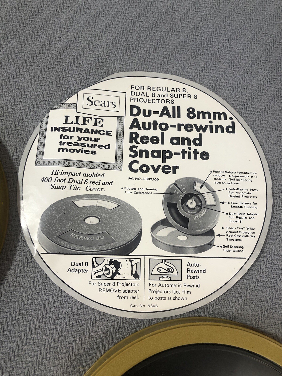 Vintage Lot of 3 8mm Take Up Reel Film Can Sears Roebuck Co 8mm or Super 8