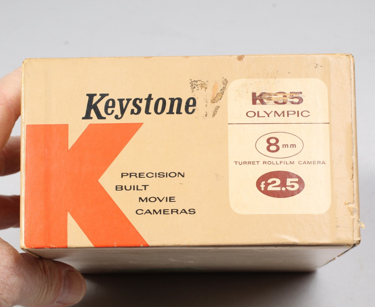 KEYSTONE K35 OLYMPIC 8MM MOVIE CAMERA BOX W STRAP MANUAL AND EPHEMERA VERY CLEAN
