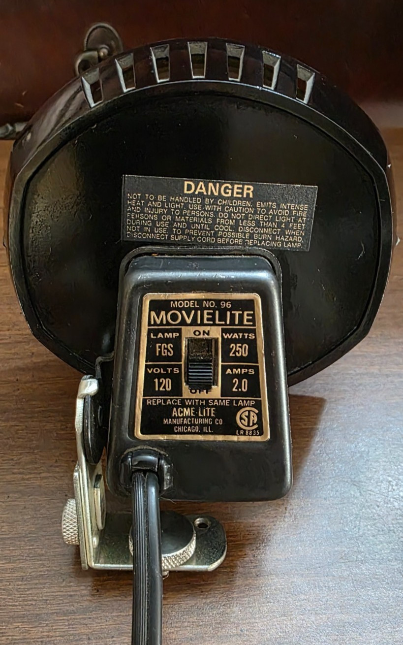 Vintage Topmount Movielite Model No 96 FGS Acme Lite Movie Camera 250W 120V