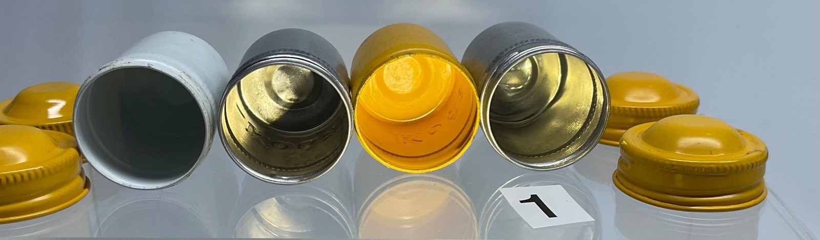 4 VTG Lot Kodak 35mm Film Roll Embossed Container Metal Tin Can Canister yellow