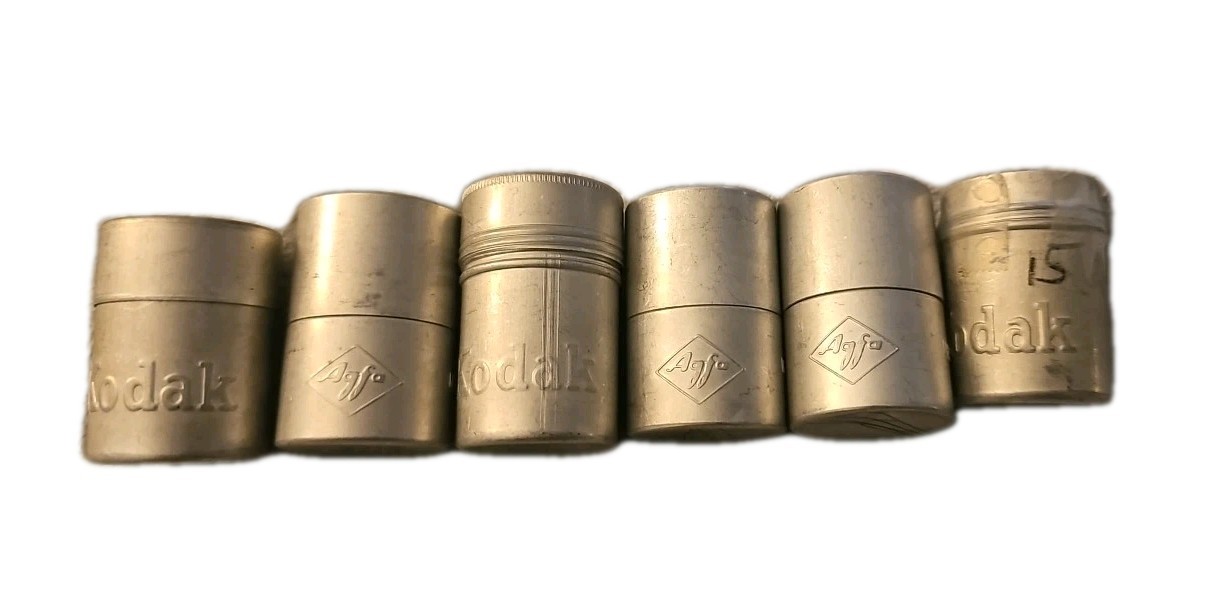 (6) Vintage Film Canisters LOT Kodak Agfa W/ Used Film