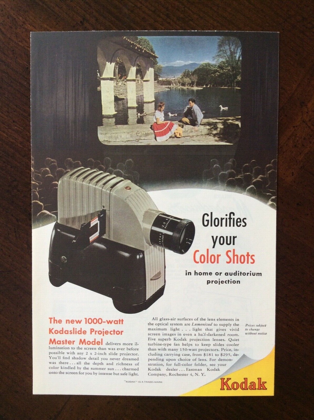 1948 vintage original color ad Kodak Kodaslide Projector Master Model