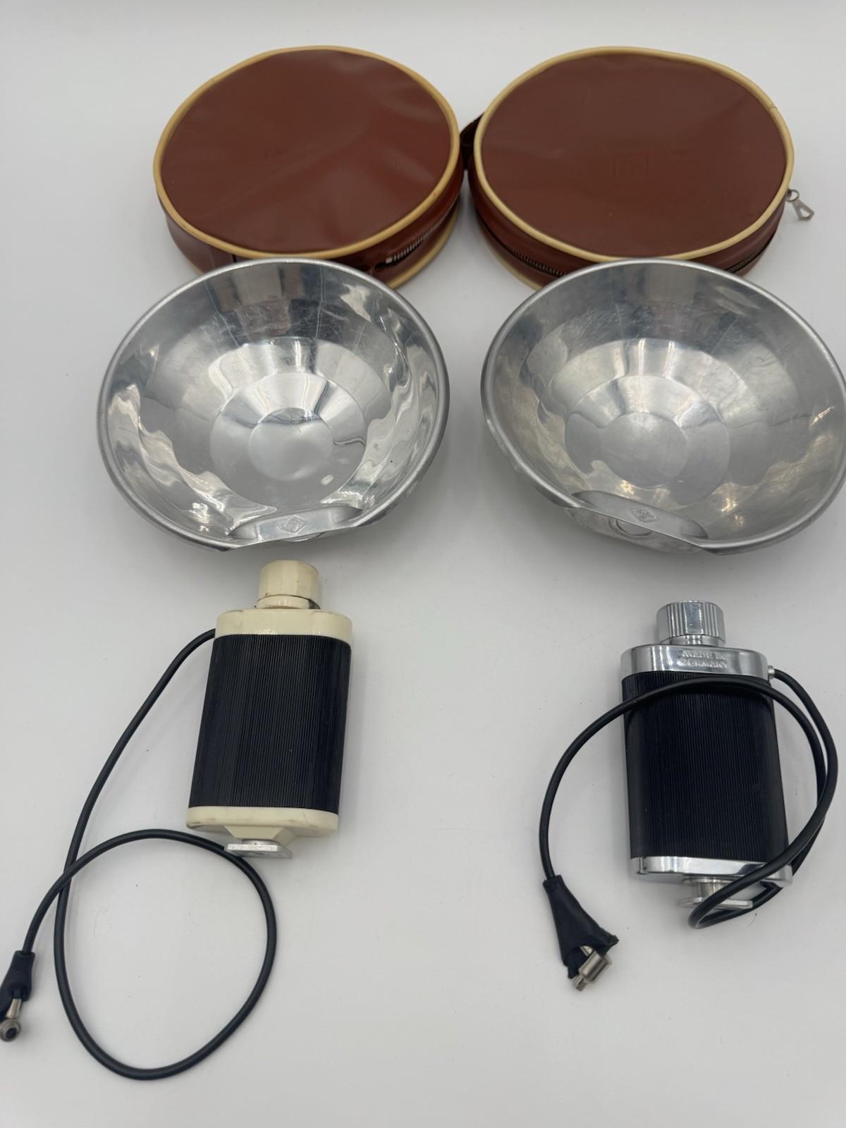 Lot of 2 Agfa Art Deco Flash Guns in Original Cases