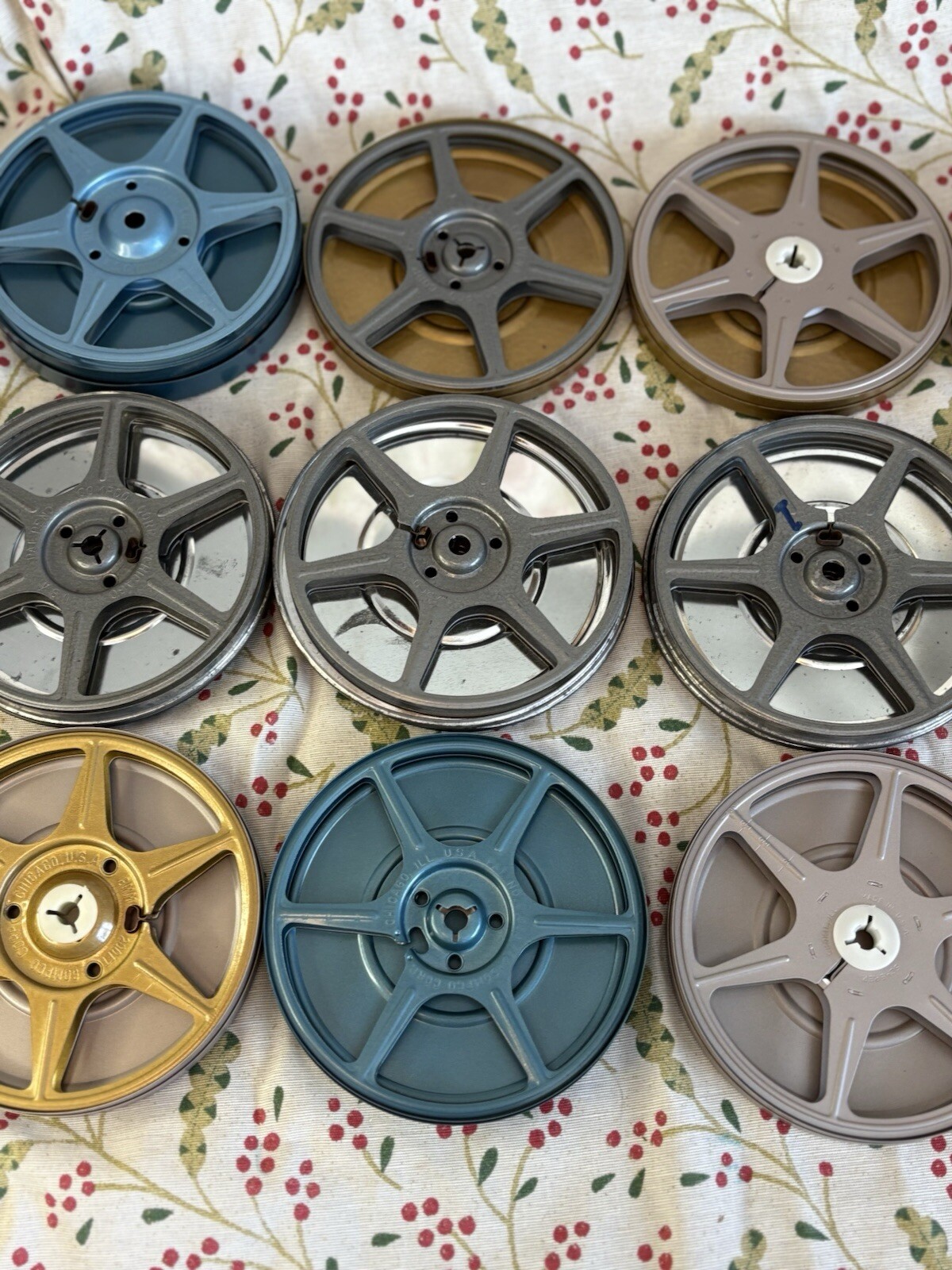 9 5″ Metal 8mm Film Reels with Canisters SCHERER & COMPCO With Carrying Case 🔥