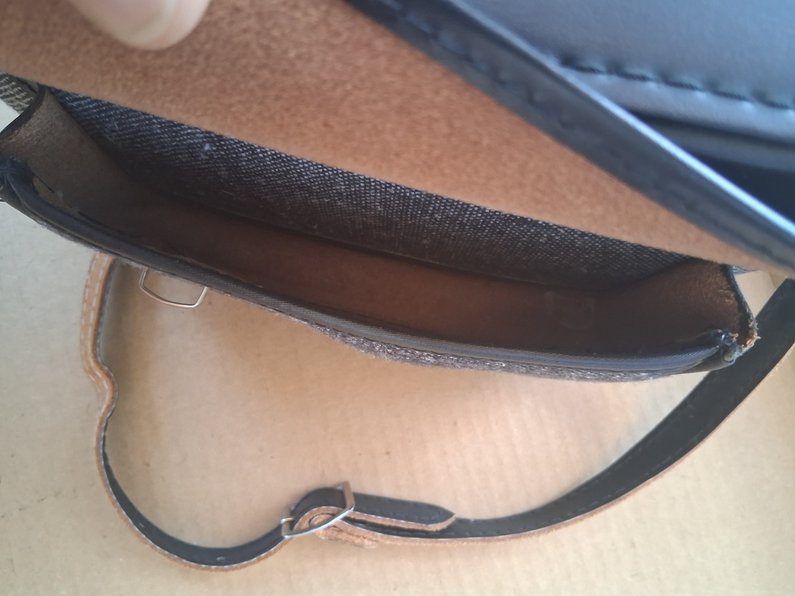 Kali Bag Camera Black Leather Tweed Case Bag Kalimar Japan Rare Vintage TPB20