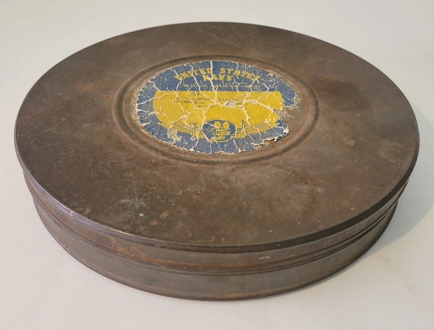 United States Navy 35MM Movie Film Can / Canister 10 1/4″ Tin Vintage
