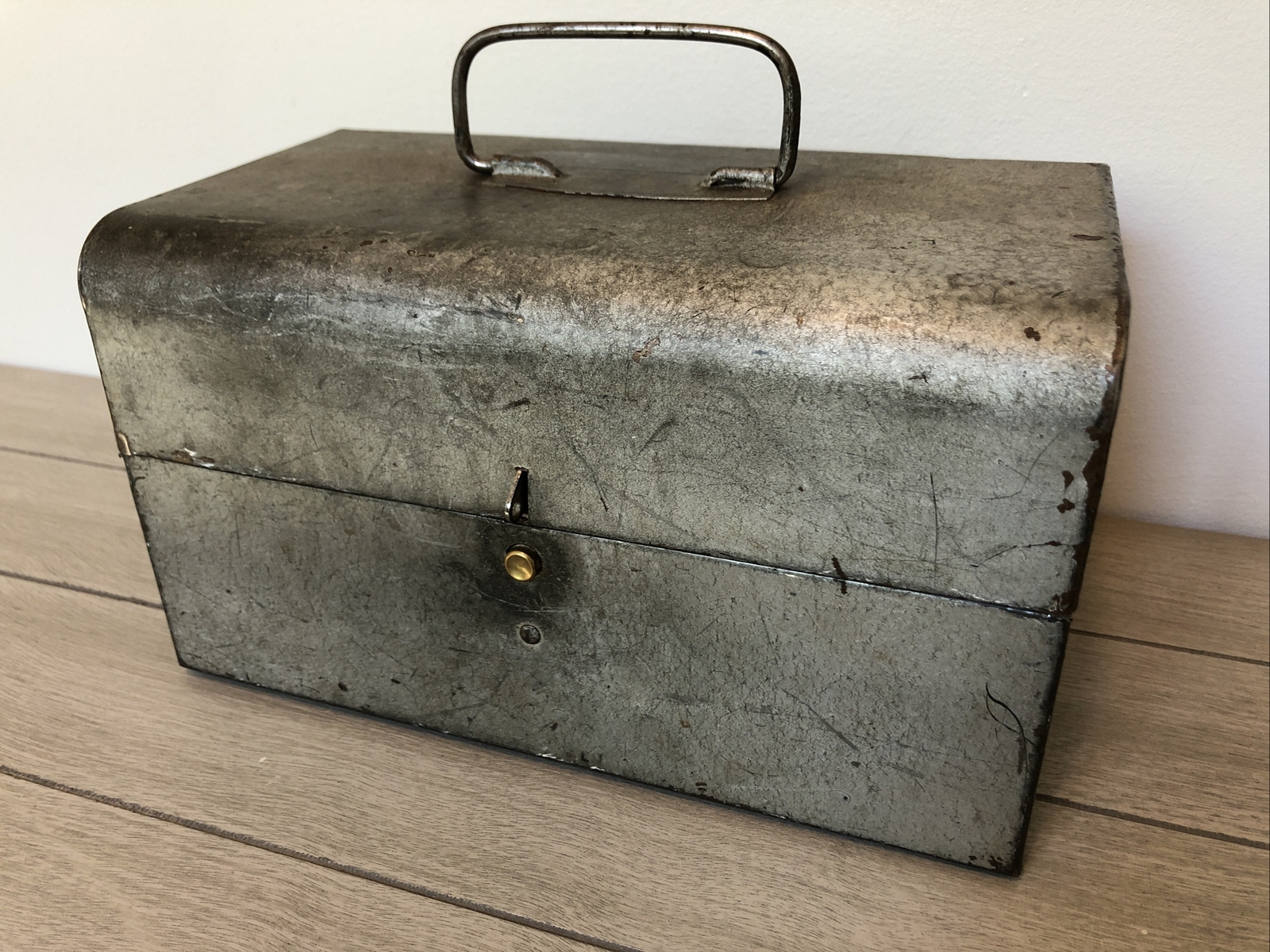 Vintage Metal Storage Case Box for 8mm Movie Reels, Holds 12, Latched w/ Handle