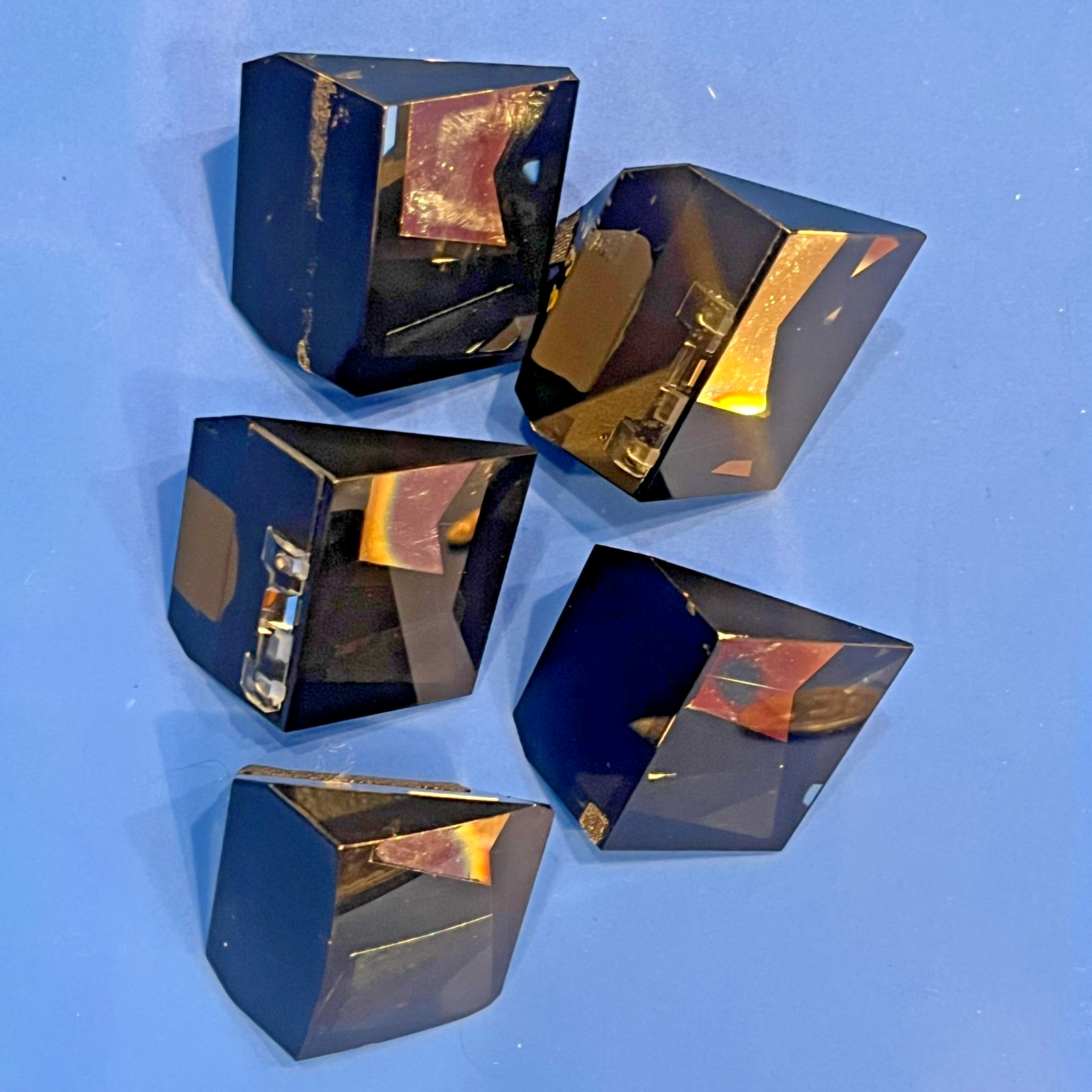 Lot of 5 Vintage Optical Glass Pentaprisms Salvaged Camera Parts Art Science