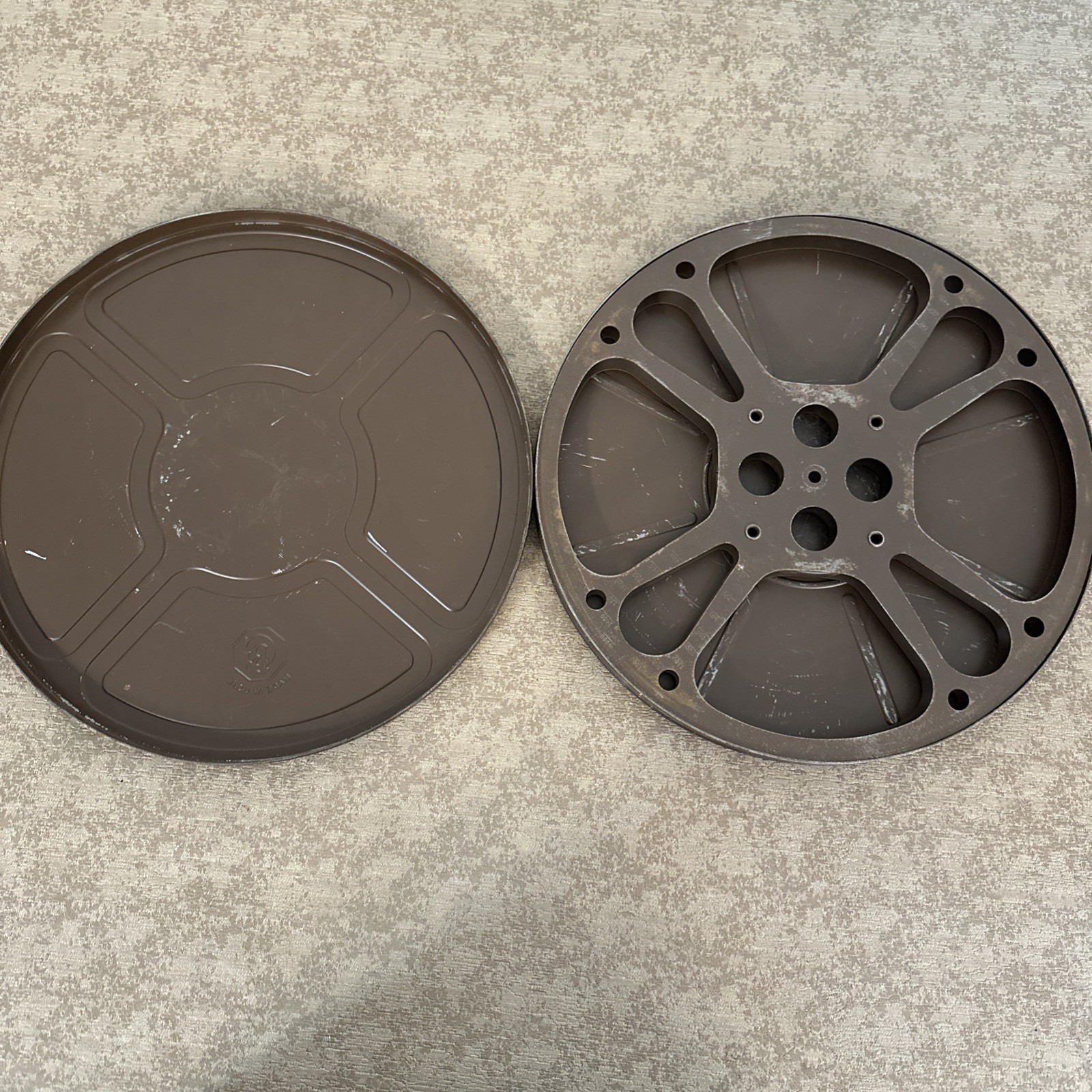 Vintage Goldberg Bros. Metal Film Reel & Canister 16mm 13 3/4” 1600 ft