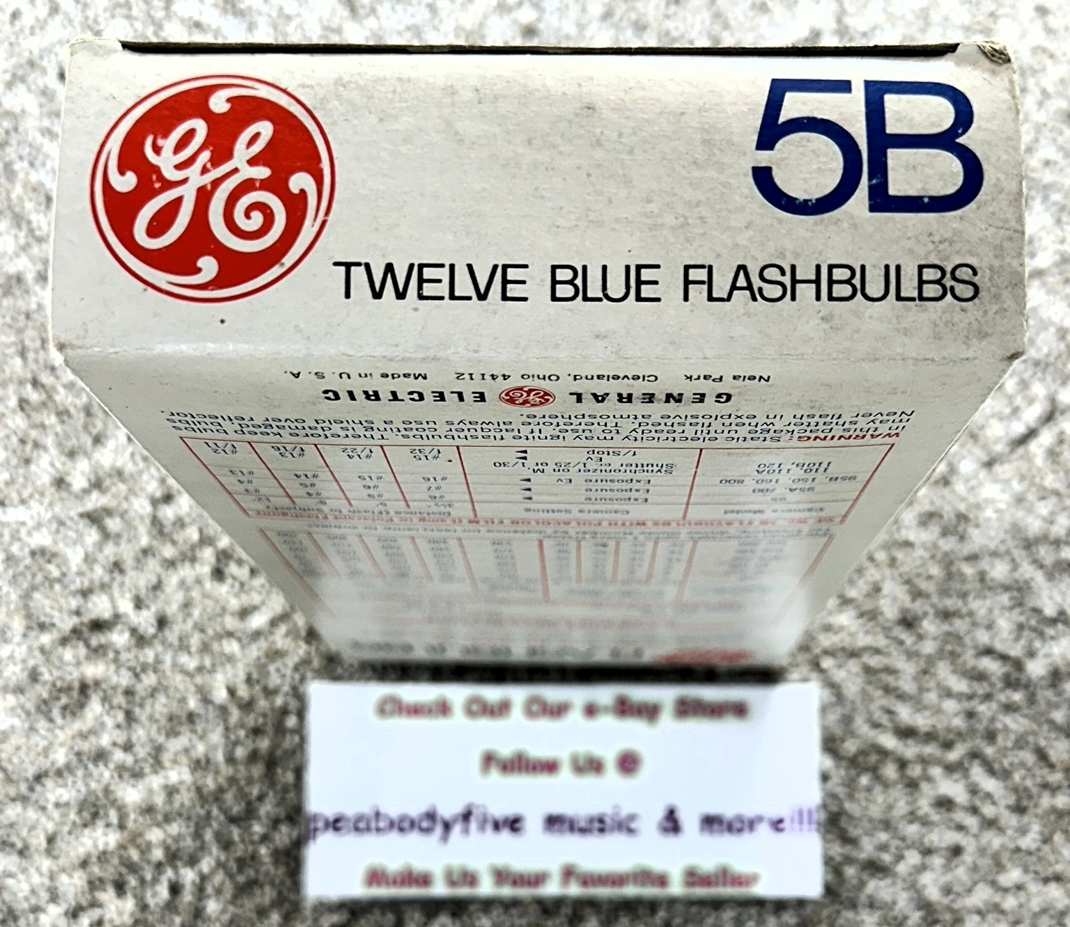 Vintage GE GENERAL ELECTRIC #5B Flashbulbs FULL Box Of 12 (BULBS) New Old Stock