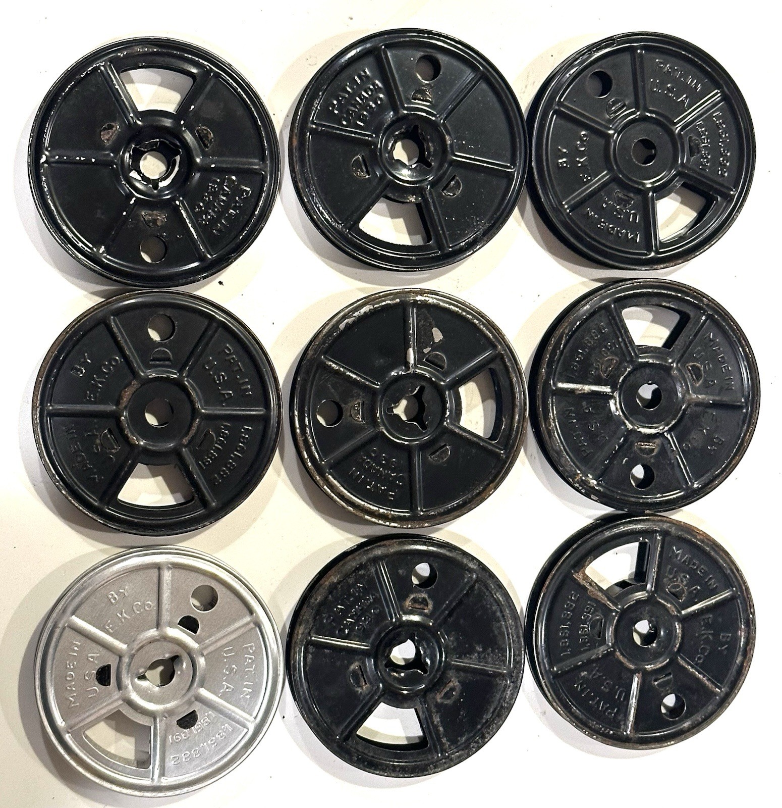 9 VTG Eastman Kodak (E.K. Co.) Metal 8mm 2 7/8” D. Film Movie Reels AsFound 1930