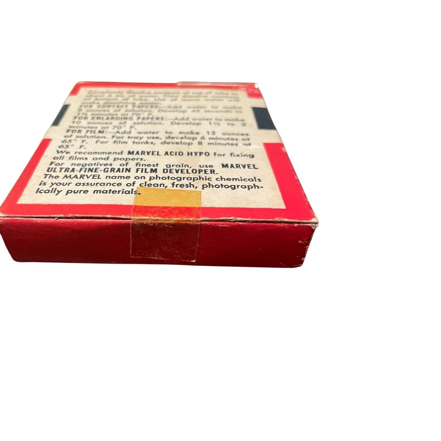 Marvel M-Q Tubes First Quality Film Developer Sears Roebuck and Co Box w 2 tubes