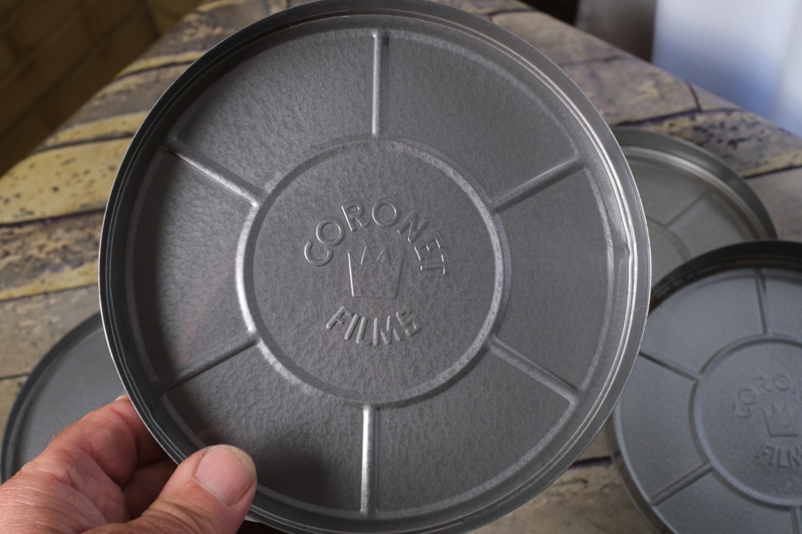 Vintage COMPCO Coronet Films 16mm 400′ Gray Film Canisters Empty 7”-Set of 3