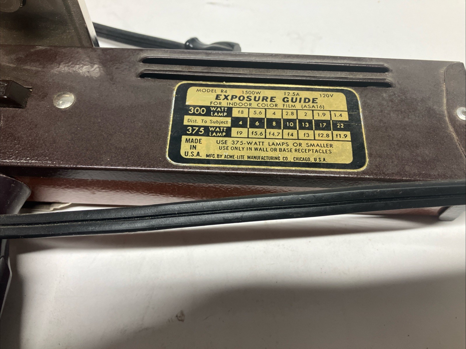 Vintage Acme Lite Mov-E-Lite Model R4 Movie Light 4 Bulbs