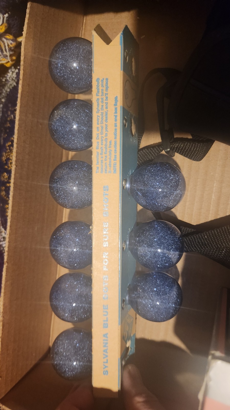 Sylvania Blue Dot Press 25B Flash Bulbs Blue Vintage Box of 9 New Old Stock