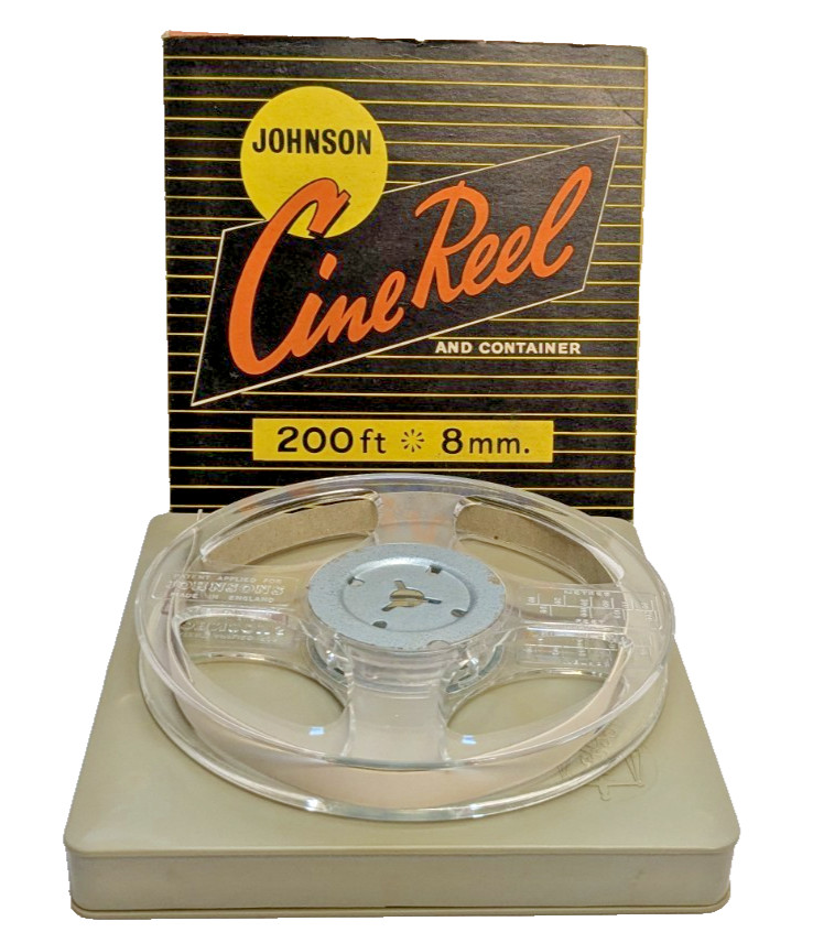 1x 5″ / 200FT 8mm JOHNSON Reel & BOXED Cine Film Reel Empty Take Up Spool
