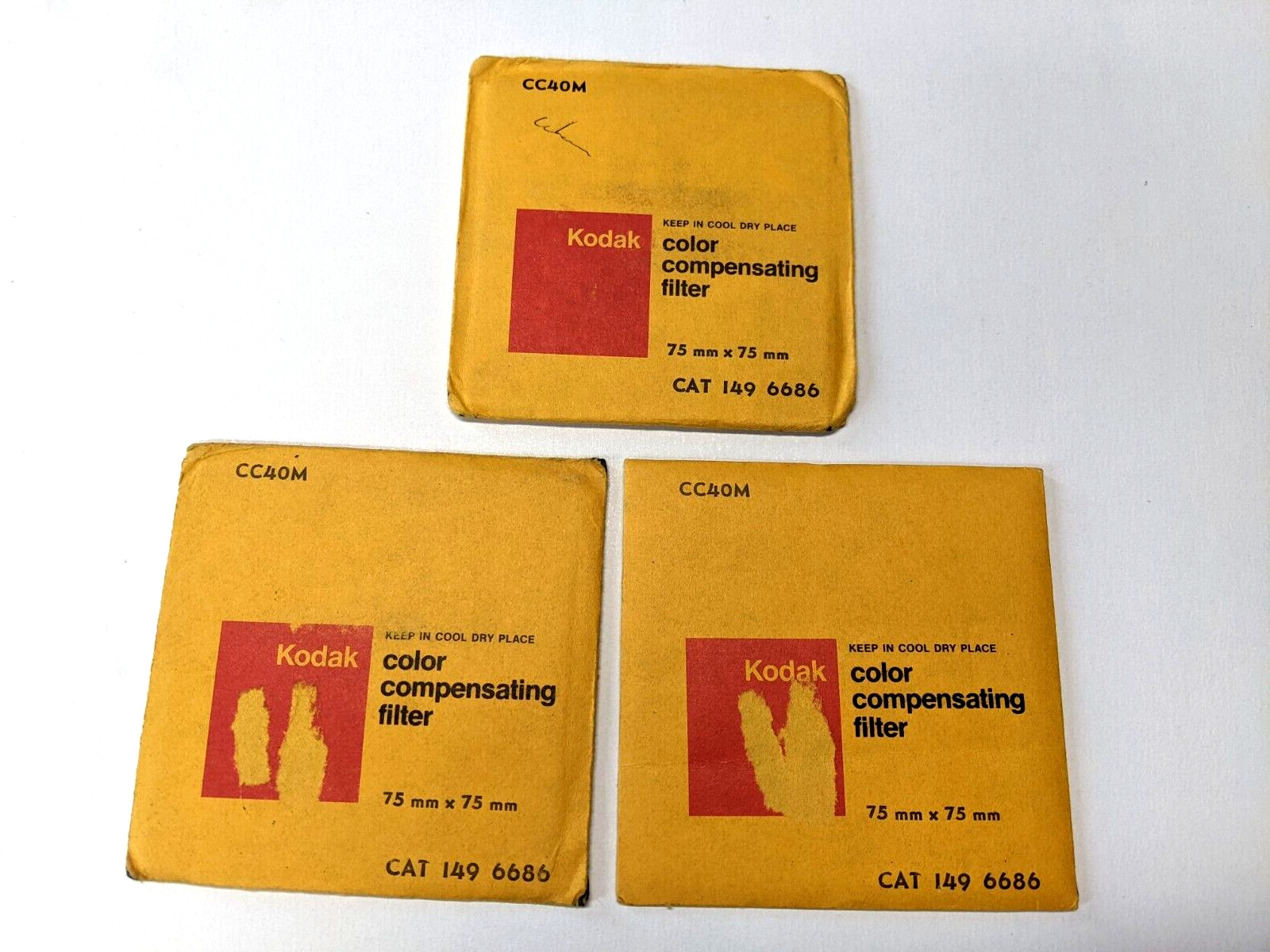 3 Pcs Vintage Kodak CC40M Color Compensating Filter 75mmx75mm 149 6686 Sealed