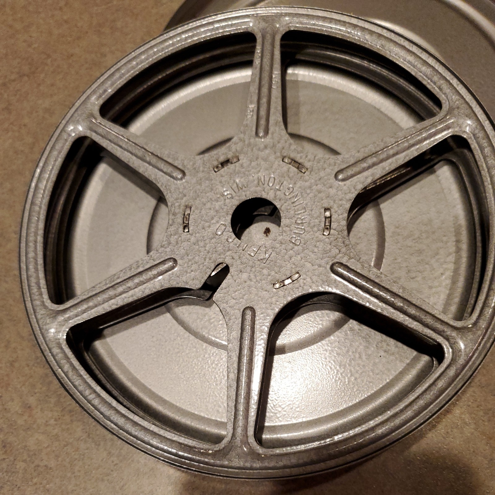 Vintage Metal Super 8mm Film Reel & Canister KENCO Burlington WI Steampunk