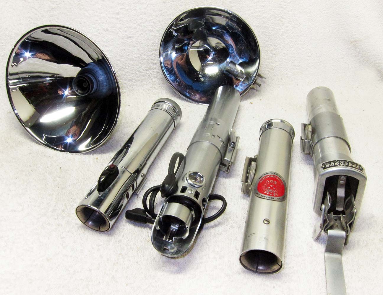 4 Vintage PRESS Camera FLASH Handle’s. Graflex,Heiland,etc. STAR WARS Lightsaber
