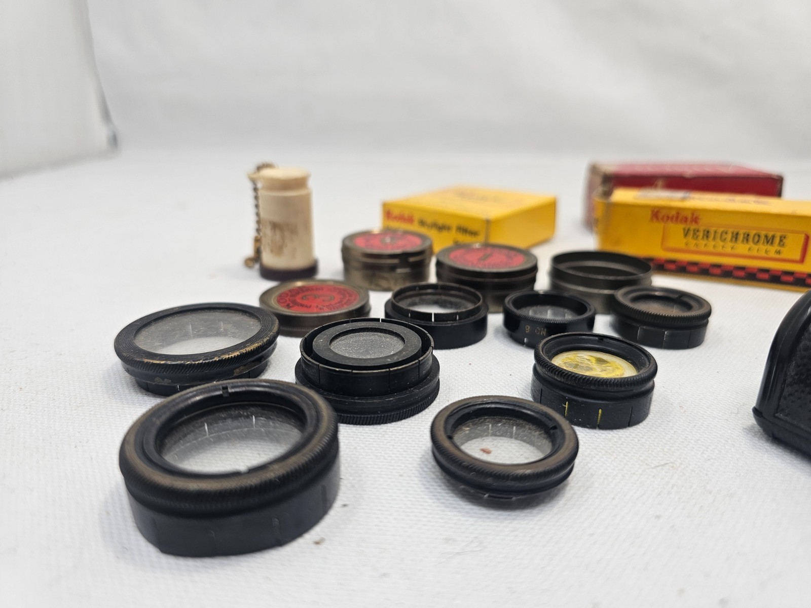 Vintage Pickwik 50mm Graf Lens Bakelite Camera Lot Kodak Filters Ansco Film