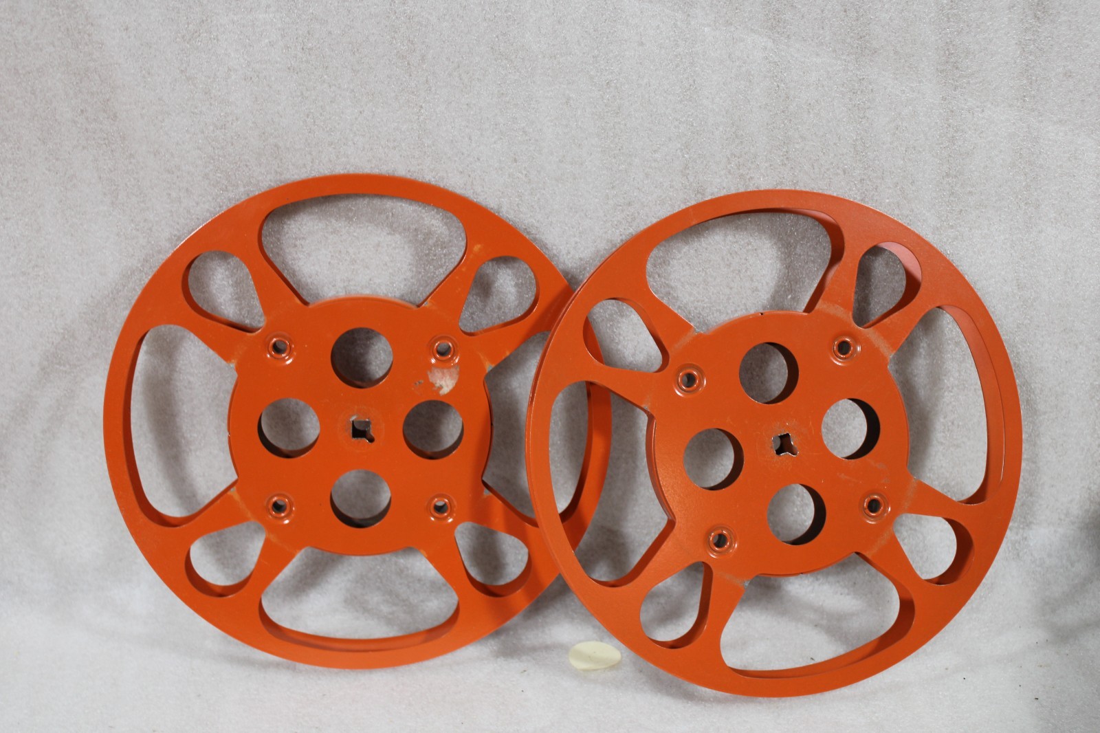 2 Vintage Orange 16mm Film Reels Cannisters Goldberg Brothers 600 Feet BE