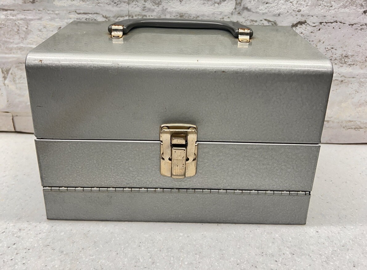 Vintage Logan Deluxe Metal 8 MM Film Chest with 3 Super 8 Reel Containers