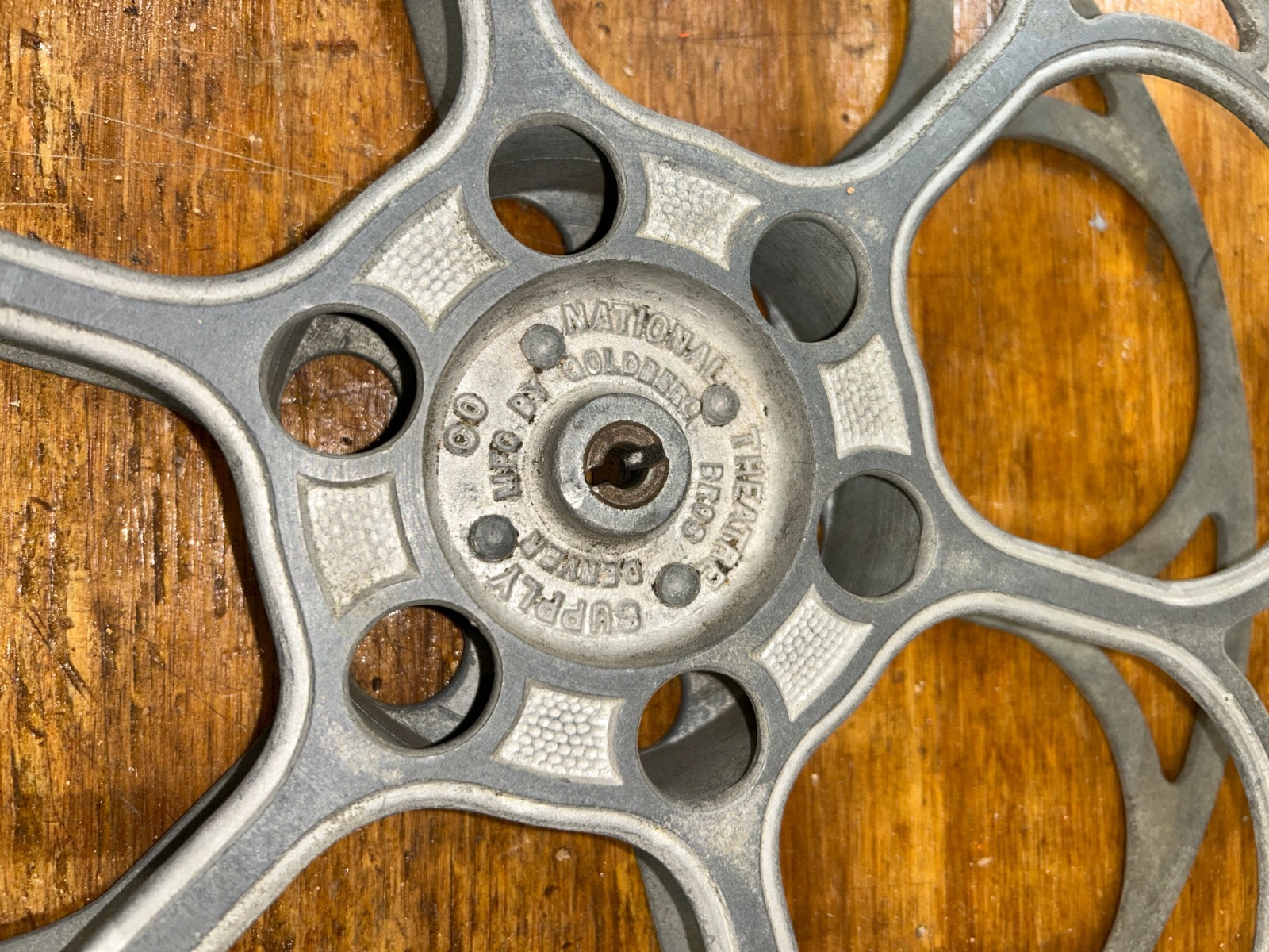 Vintage National Theater Supply Goldberg Bros 15″ 35mm Aluminum 6-Hole Film Reel