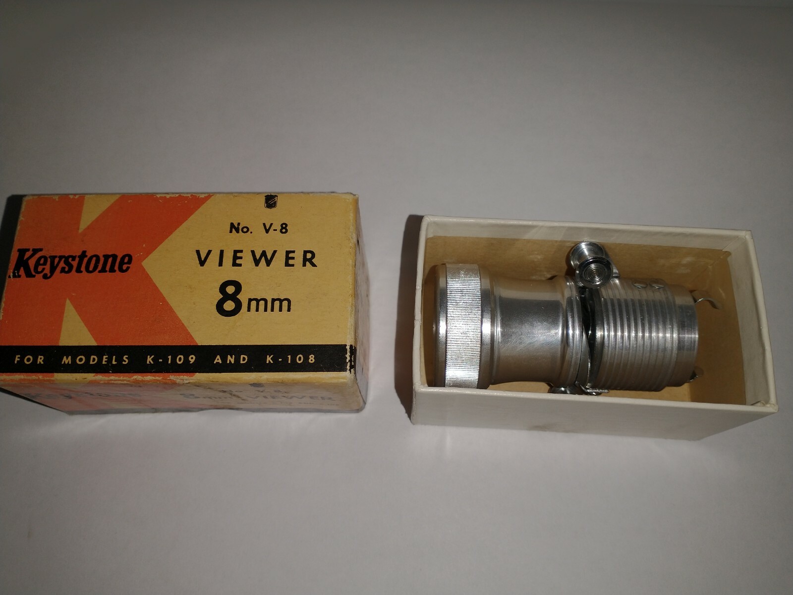Keystone No. V-8 Viewer for 8mm, In Original Box Models K-109 & K-108 Movie Prop
