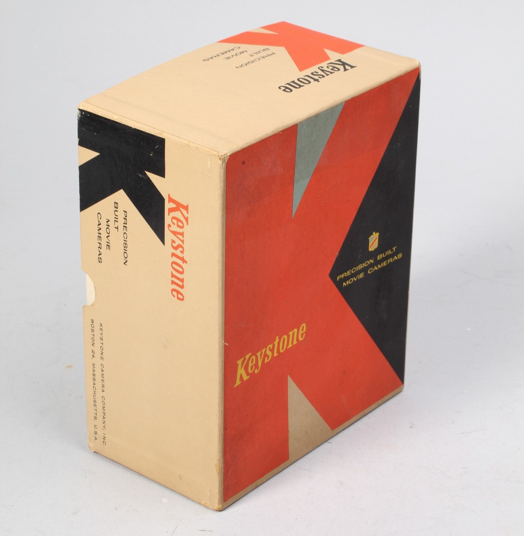 KEYSTONE K35 OLYMPIC 8MM MOVIE CAMERA BOX W STRAP MANUAL AND EPHEMERA VERY CLEAN