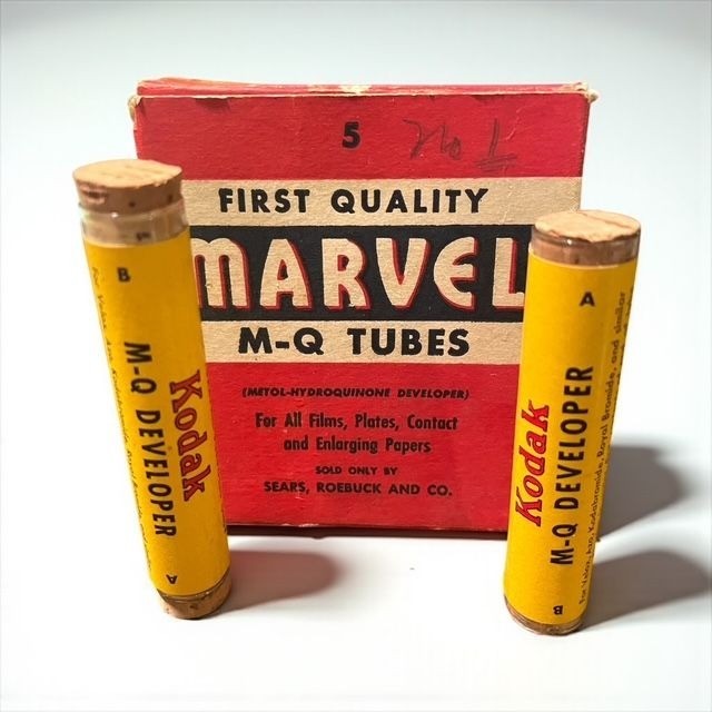Marvel M-Q Tubes First Quality Film Developer Sears Roebuck and Co Box w 2 tubes