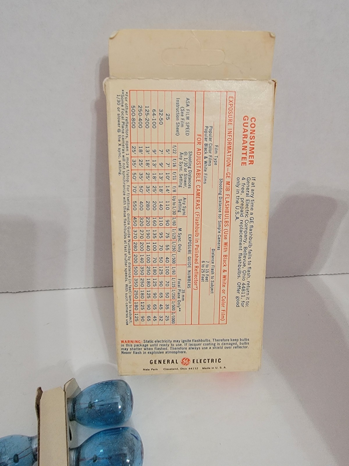 General Electric M3B Flashbulbs Blue Flash Bulbs