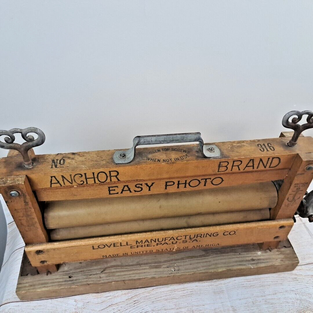 Antique Anchor Brand Easy Photo Wringer 316 Hand-crank Primitive Lovell Erie PA