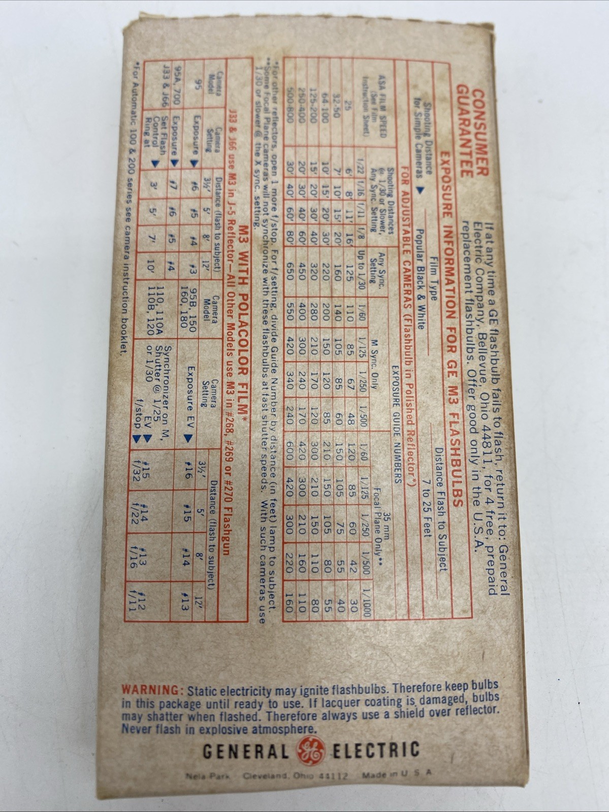 Vintage Box ~ GE Flash Bulbs M3 Clear Bulbs 6 Count
